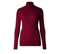 TrendyFashion Women Plain Ribbed Polo Neck Top Jumper Ladies Long Sleeve Turtle Roll Neck Jumper Top (Wine UK 20-22)
