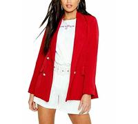 TrendyFashion Womens Casual Gold Button Long Sleeve Ladies Double Breasted Duster Coat Jacket Open Front Blazer
