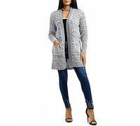 TrendyFashion Womens Chunky Marl Knitted Long Cardigan with 2 Pockets Loose Knitwear Sweater