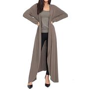 TrendyFashion Womens Maxi Long Length Boyfriend Cardigan Ladies Long Full Sleeve Floaty Cardigans (Mocha UK 8-10)