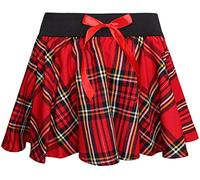 TrendyFashion Womens Mini Tartan with Bow 9 inches Skirt Ladies Elastic Waistband Pleated Skater Skirt