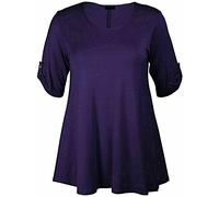 TrendyFashion Womens Plus Size Scoop Neck Short Sleeve Flared Ladies Long Plain Top Sizes 8-28