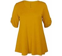 TrendyFashion Womens Plus Size Scoop Neck Short Sleeve Flared Ladies Long Plain Top Sizes 8-28