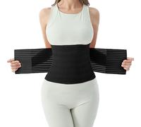 Trendyline Postpartum Belly Wrap for Women: Abdominal Binder Post Surgery Compression Support Belt - Waist Trainer Girdle C Section Recovery Band (Black, X-Large)