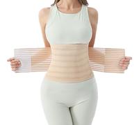 Trendyline Postpartum Belly Wrap for Women: Abdominal Binder Post Surgery Compression Support Belt - Waist Trainer Girdle C Section Recovery Band (Beige, Medium)