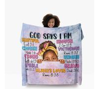 TRENDYNEST Healing Inspirational Throw Blanket for Girls Women,Religious God Says I AM Throw Blankets Christian Gift 50x60 Inch