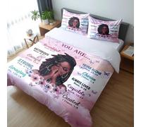 TRENDYNEST Kids Comforter Sets Queen Size, Prayer Girl and African American Girl Inspirational Quotes with Floral Butterfly, Teens Bedding Sets for Girls Women (Queen, Pink White)