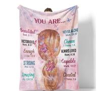 TRENDYNEST Pretty Blonde Girl Inspirational Quotes Blanket 50x60,Soft Plush Floral Girls Pink Fleece Throw Blanket, Magic Blankets for Girls Bed, Couch and Sofa Birthday Gift Bedroom Decor