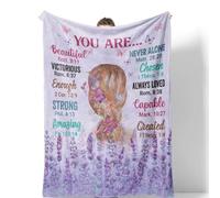 TrendyNest Pretty Blonde Girl Inspirational Quotes Blanket 50x60,Soft Plush Purple Floral Girls Fleece Throw Blanket, Magic Blankets for Girls Bed, Couch and Sofa Christmas Birthday Gift Bedroom Decor