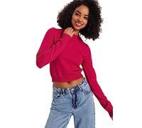 Trendyol Damen Slim fit Basic Crew Neck Knitwear Sweater,Fuchsia,M