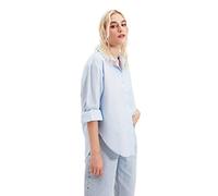 Trendyol Women's Oversize Basic Collar Woven Shirt, Blue, 34