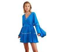 Trendyol FeMan Beachwear Mini Skater Regular fit Woven Dress Royal Blue