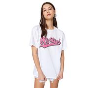 Trendyol FeMan Boyfriend Basic Crew Neck Knit T-Shirt,White,L