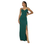 Trendyol FeMan Glam Midi Shift Regular fit Woven Evening Dress Emerald Green