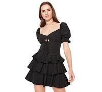 Trendyol FeMan Mini Skater Fitted Woven Dress,Black,38