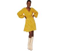 Trendyol Women's Mini Skater Regular fit Woven Dress, Mustard, 40