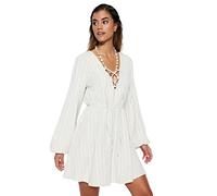 Trendyol Women's Mini Smock Regular fit Knit Dress, Ecru, 6