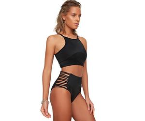 Trendyol FeMan Normal Waist Normal Trotter High Waist Bikini Bottom Black