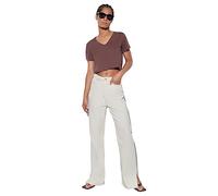 Trendyol FeMan Normal Waist Wide Leg 90's Wide Leg Jeans White