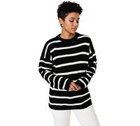 Trendyol FeMan Oversize Basic Crew Neck Knitwear Sweater,Black,L