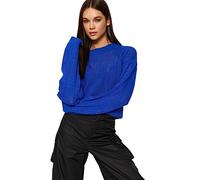 Trendyol FeMan Oversize Basic Crew Neck Knitwear Sweater,Sax,S