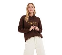 Trendyol FeMan Oversize Basic Hood Knit Sweatshirt Brown