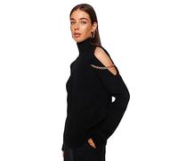 Trendyol FeMan Oversize Basic Standing Collar Knitwear Sweater,Black,M