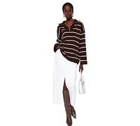 Trendyol FeMan Oversize Basic Standing Collar Knitwear Sweater,Brown,M