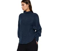 Trendyol FeMan Oversize Basic Standing Collar Knitwear Sweater,Indigo,M