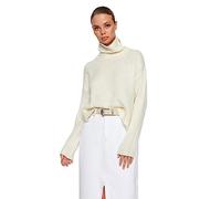 Trendyol FeMan Oversize Basic Turtleneck Knitwear Sweater,Ecru,M