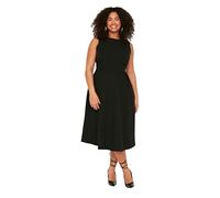 Trendyol FeMan Plus Size Midi A-line Relaxed fit Woven Plus Size Dress,Black,44