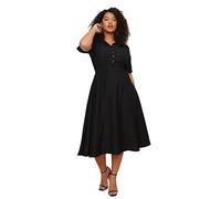 Trendyol FeMan Plus Size Midi A-line Relaxed fit Woven Plus Size Dress,Black,46