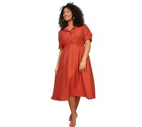 Trendyol FeMan Plus Size Midi A-line Relaxed fit Woven Plus Size Dress Orange