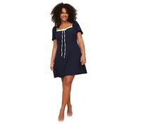 Trendyol FeMan Plus Size Mini A-line Regular fit Woven Plus Size Dress Navy Blue