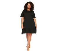 Trendyol FeMan Plus Size Mini Jersey Dress Regular fit Knit Plus Size Dress Black