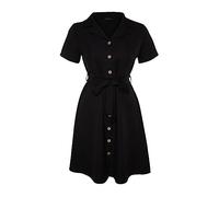 Trendyol FeMan Plus Size Mini Shirt Dress Relaxed fit Woven Plus Size Dress Black