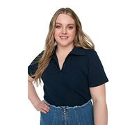 Trendyol FeMan Plus Size Regular fit Basic Polo Neck Knit Plus Size Blouse Navy Blue