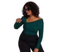 Trendyol FeMan Regular fit Basic Asymmetrical Collar Knitwear Plus Size Jumper,Emerald,XL