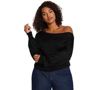 Trendyol FeMan Regular fit Basic Carmen Collar Knitwear Plus Size Jumper,Black,5XL