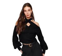 Trendyol FeMan Regular fit Basic Choker high Neck Knitwear Sweater,Black,M