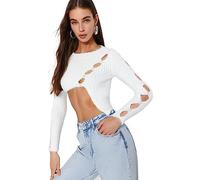Trendyol FeMan Regular fit Basic Crew Neck Knitwear Sweater,Ecru,M