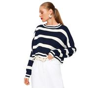Trendyol FeMan Regular fit Basic Crew Neck Knitwear Sweater,Navy Blue,S