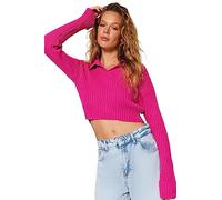 Trendyol FeMan Regular fit Basic Polo Neck Knitwear Sweater,Fuchsia,S