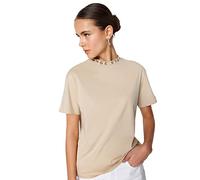 Trendyol FeMan Regular fit Basic Standing Collar Knit T-Shirt Stone
