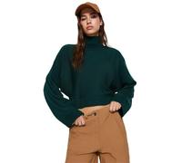 Trendyol FeMan Regular fit Basic Standing Collar Knitwear Sweater,Emerald,S