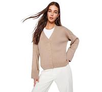 Trendyol FeMan Regular fit Basic V Neck Knitwear Cardigan,Camel,S