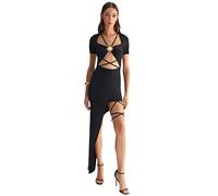 Trendyol FeMan Shift Fitted Knit Evening Dress,Black,38