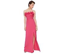 Trendyol FeMan Shift Fitted Woven Evening Dress,Fuchsia,34