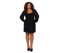 Trendyol FeMan Skater Fitted Woven Plus Size Dress,Black,44