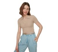Trendyol FeMan Slim fit Basic Polo Neck Knit Blouse Stone